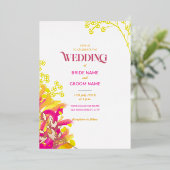 Invitation En Aluminium Mariage floral rose et orange (Debout devant)