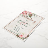 Invitation En Aluminium Mariage floral rose pâle (Rotation)