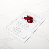 Invitation En Aluminium Mariage floral rouge et argent (Rotation)