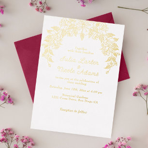 Invitation En Aluminium Mariage Floral Tropical Hibiscus Orange Brûlé