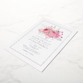 Invitation En Aluminium Mariage floral tropical rose et argent (Rotation)