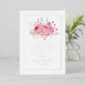 Invitation En Aluminium Mariage floral tropical rose et argent (Debout devant)