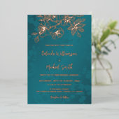 Invitation En Aluminium Mariage Floral Turquoise or rose (Debout devant)