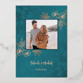 Invitation En Aluminium Mariage Floral Turquoise or rose (Verso)