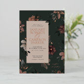 Invitation En Aluminium Mariage floral vert foncé de la forêt enchantée (Debout devant)