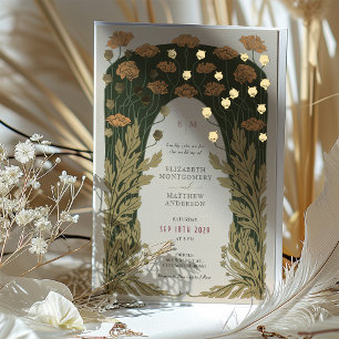 Invitation En Aluminium Mariage Floral Vintage Or