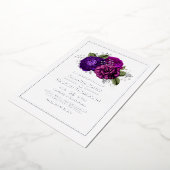 Invitation En Aluminium Mariage floral violet, violet, prune et argent (Rotation)