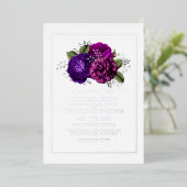 Invitation En Aluminium Mariage floral violet, violet, prune et argent (Debout devant)