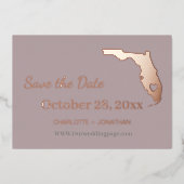 Invitation En Aluminium Mariage Floride Enregistrer La Date Rose Or (Recto)
