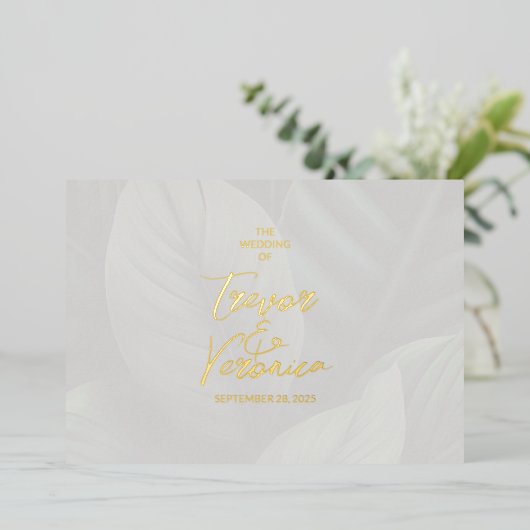 Invitation En Aluminium Mariage Foil Tropical Chic (Debout devant)