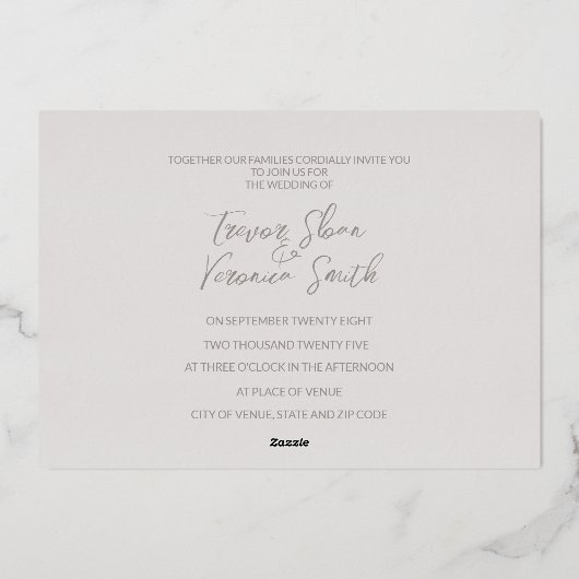 Invitation En Aluminium Mariage Foil Tropical Chic (Verso)