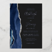 Invitation En Aluminium Mariage foncé bleu marine moderne (Recto)