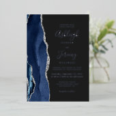 Invitation En Aluminium Mariage foncé bleu marine moderne (Debout devant)