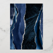 Invitation En Aluminium Mariage foncé bleu marine moderne (Verso)