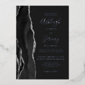 Invitation En Aluminium Mariage foncé moderne argenté noir (Recto)