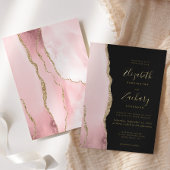 Invitation En Aluminium Mariage foncé moderne Blush Rose Or Agate