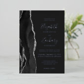 Invitation En Aluminium Mariage foncé moderne en argent noir (Debout devant)