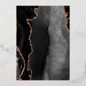 Invitation En Aluminium Mariage foncé moderne Noir Or Agate (Verso)