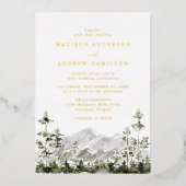 Invitation En Aluminium Mariage forestier À feuillage persistant de la mon (Recto)