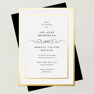 Invitation En Aluminium Mariage Formel Cadre Or Enregistrer La Date