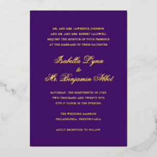 Invitation En Aluminium Mariage Formel Élégant Violet Traditionnel