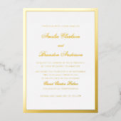 Invitation En Aluminium Mariage Formel Luxueux Gold Border Script (Recto)