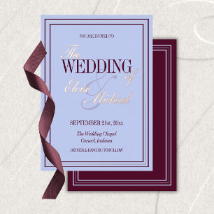 Invitation En Aluminium Mariage Formel Luxueux Pervenche et Prune 