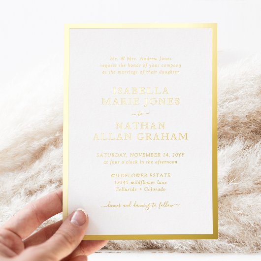 Invitation En Aluminium Mariage Formel Or