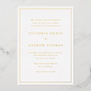 Invitation En Aluminium Mariage Formel Typographie Simple Noir et Blanc