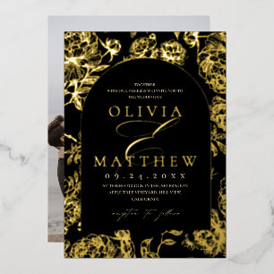 Invitation En Aluminium Mariage français Toile De Jouy à motif feuille d'o