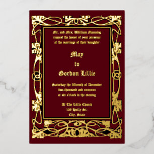 Invitation En Aluminium Mariage frontalier Art Nouveau vintage