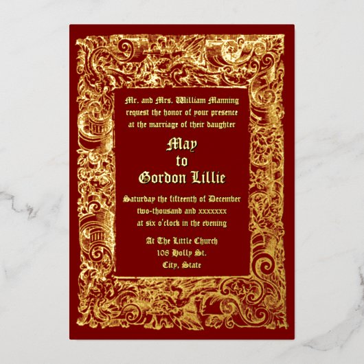 Invitation En Aluminium Mariage frontalier de la Renaissance médiévale (Recto)