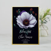 Invitation En Aluminium Mariage frontalier en or foncé d'hiver blanc moder (Debout devant)