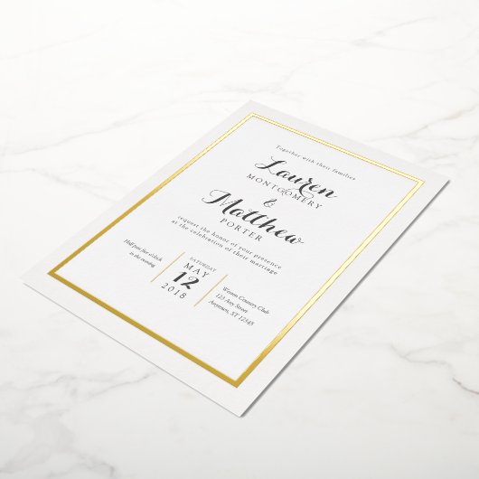 Invitation En Aluminium Mariage frontalier moderne élégant classique (Rotation)