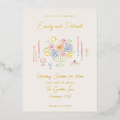 Invitation En Aluminium Mariage funky Whimsical Pastel dessiné à la main (Recto)