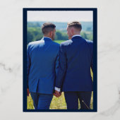 Invitation En Aluminium Mariage gay élégant bleu foncé et OR (Verso)