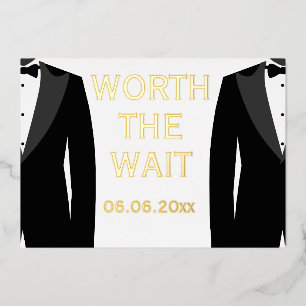 Invitation En Aluminium Mariage Gay Worth The Wait Véritable Papier D'Or