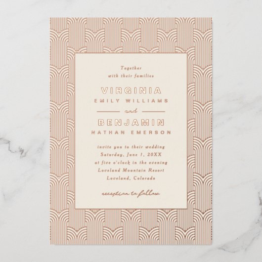 Invitation En Aluminium Mariage géométrique (Recto)