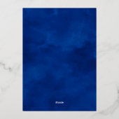 Invitation En Aluminium Mariage géométrique bleu bleu violet or (Verso)