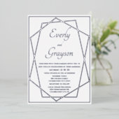 Invitation En Aluminium Mariage géométrique bleu et argent (Debout devant)