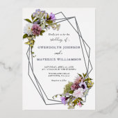 Invitation En Aluminium Mariage géométrique multicolore argenté (Recto)