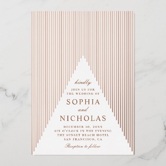 Invitation En Aluminium Mariage géométrique or. Élégant hiver moderne (Recto)