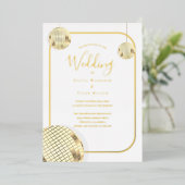 Invitation En Aluminium Mariage Gold Disco Ball (Debout devant)