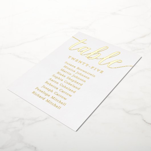Invitation En Aluminium Mariage Gold Foil Numéros de tableau (Rotation)