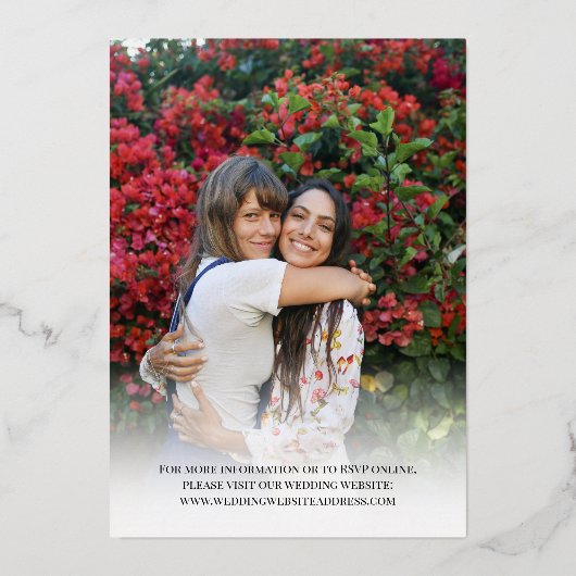 Invitation En Aluminium Mariage Gold Script photo double face (Verso)