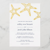 Invitation En Aluminium Mariage Golden Starfish (Recto)