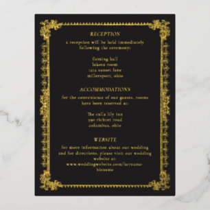 Invitation En Aluminium Mariage gothique à l'ancienne orné d'or noir