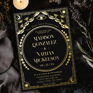 Invitation En Aluminium Mariage gothique élégant et mystique avec tarot en