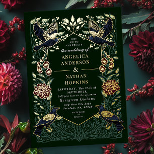 Invitation En Aluminium Mariage Gothique Enchanté aux Snapdragons de Corbe