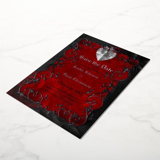 Invitation En Aluminium Mariage gothique halloween enregistrer la date inv (Rotation)